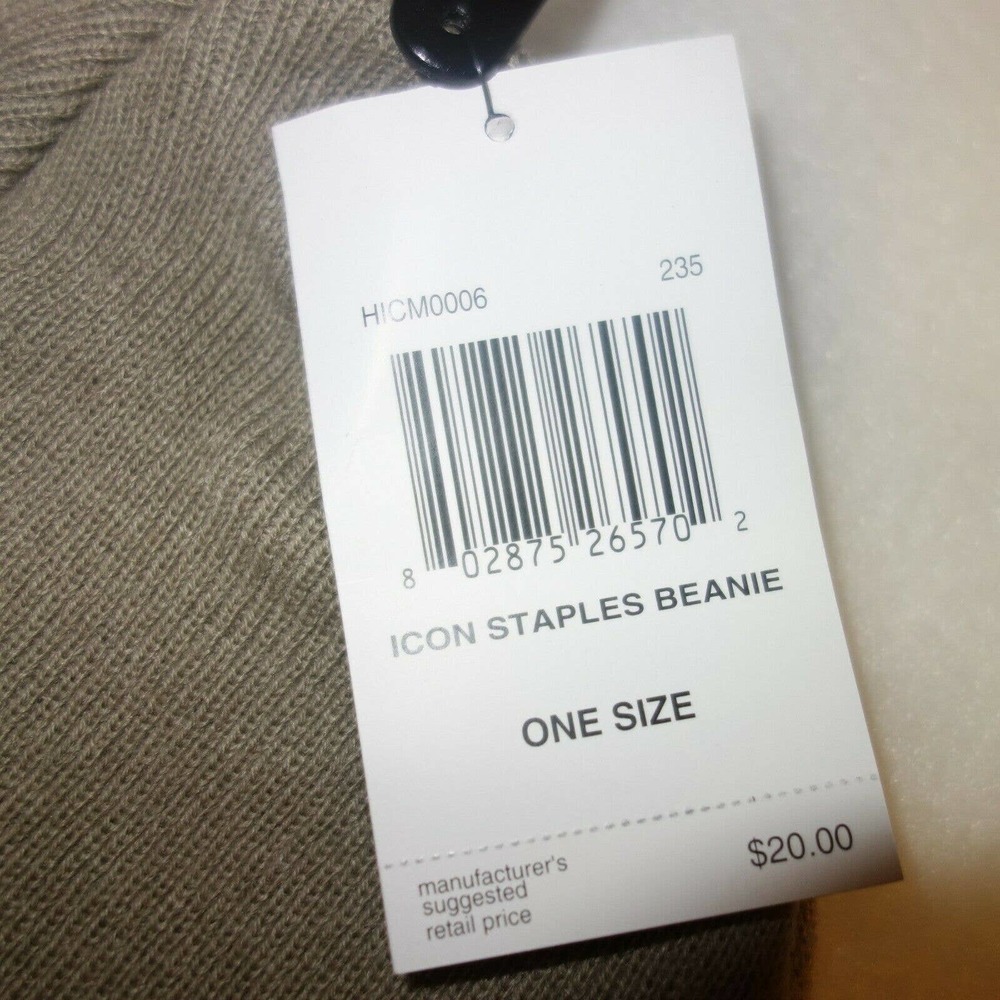 NEW Hurley Icon Staples Beanie Knit Cap Hat Adult Men's One Size Khaki - Picture 3 of 5